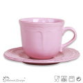 Roxo com escova de cerâmica Cup &amp; Saucer